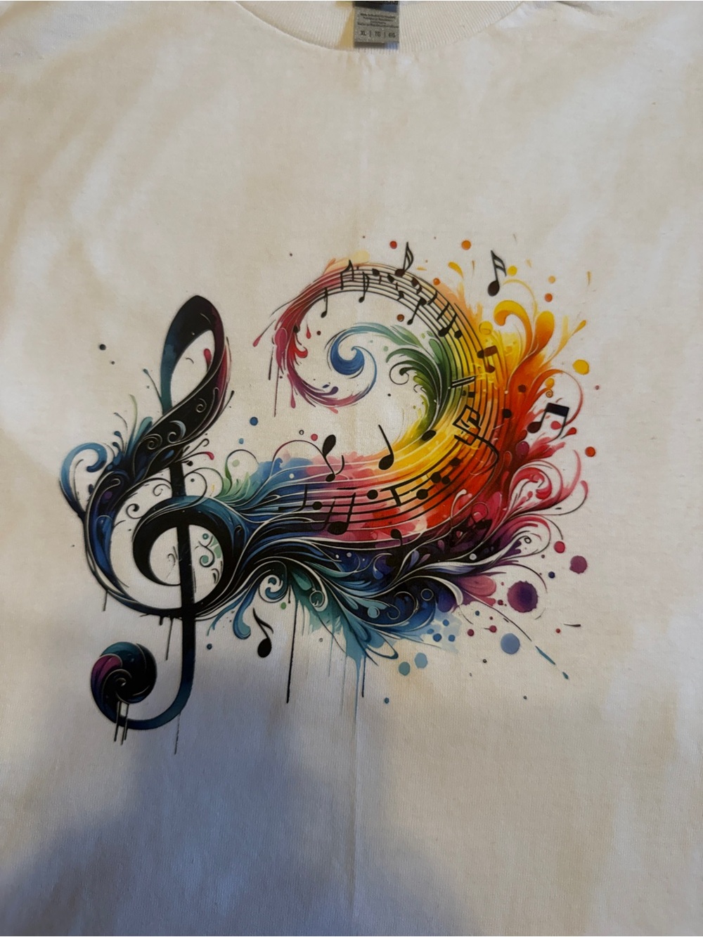 White Graphic Music Treble Clef T-Shirt - Picture 2 of 4